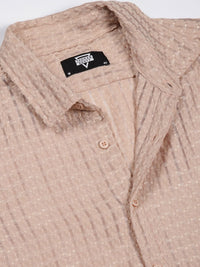 Thomas Scott Men Premium Spread Collar Textured Solid Slim Fit Casual Shirt