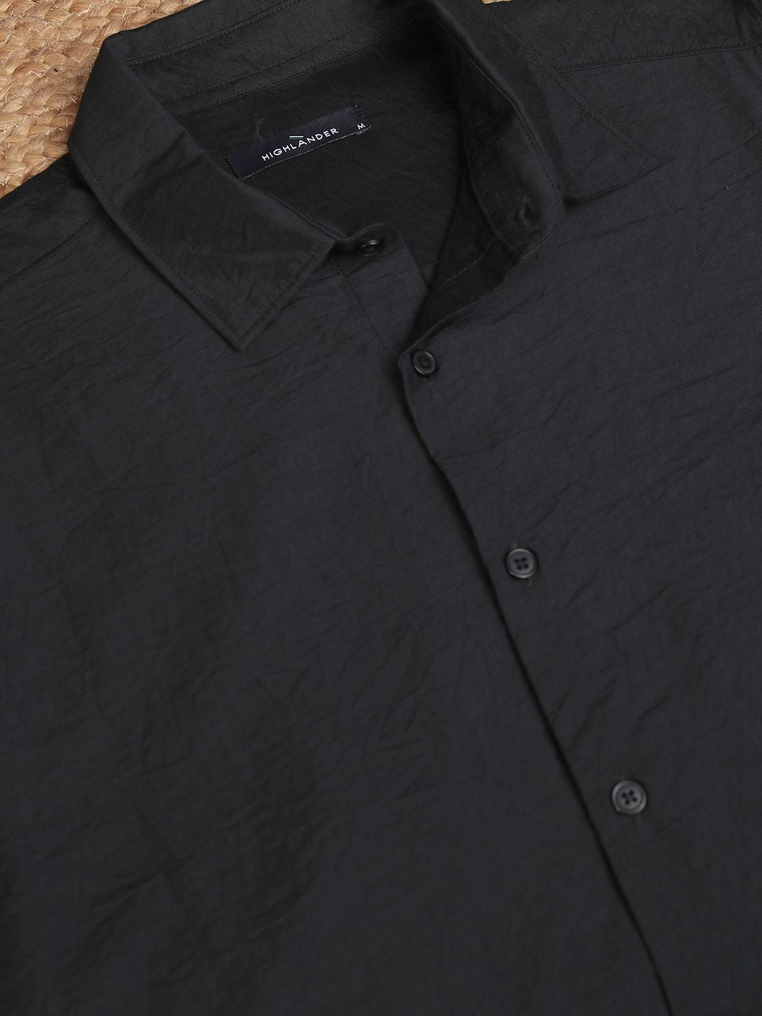 HIGHLANDER Men Spread Collar Solid Viscose Rayon Slim Fit Casual Shirt