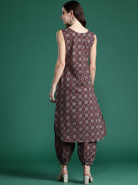 Indo Era Ajrakh Printed Regular Pure Cotton Kurta with Salwar