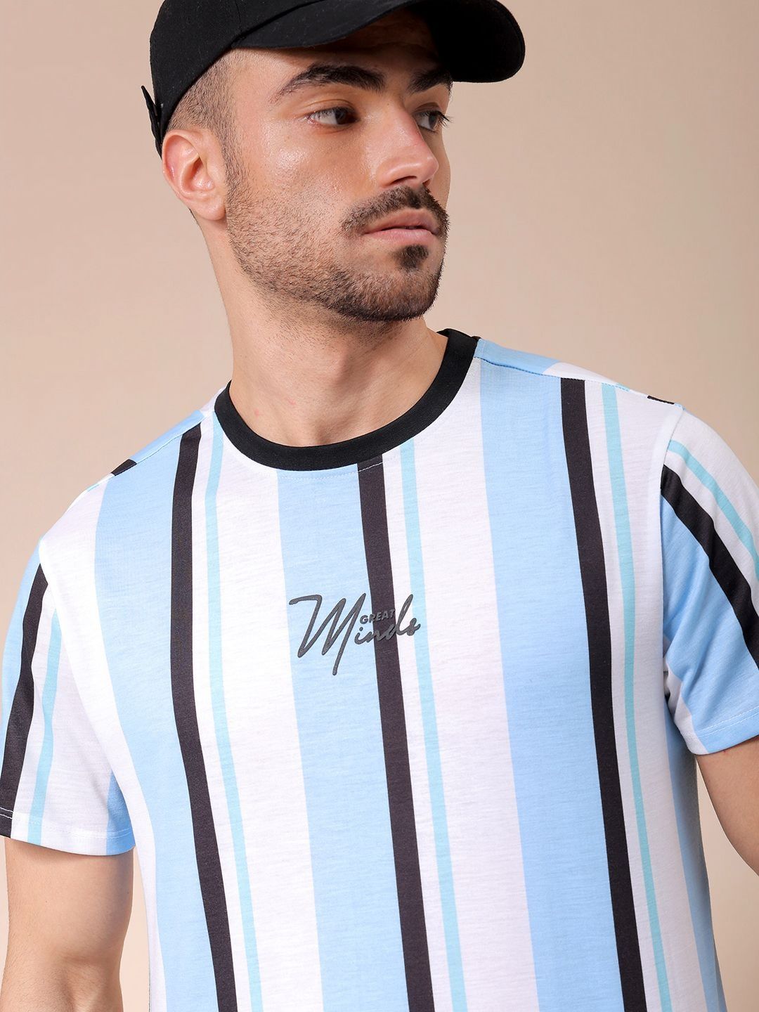 The Indian Garage Co Men Striped Round Neck Slim Fit T-shirt