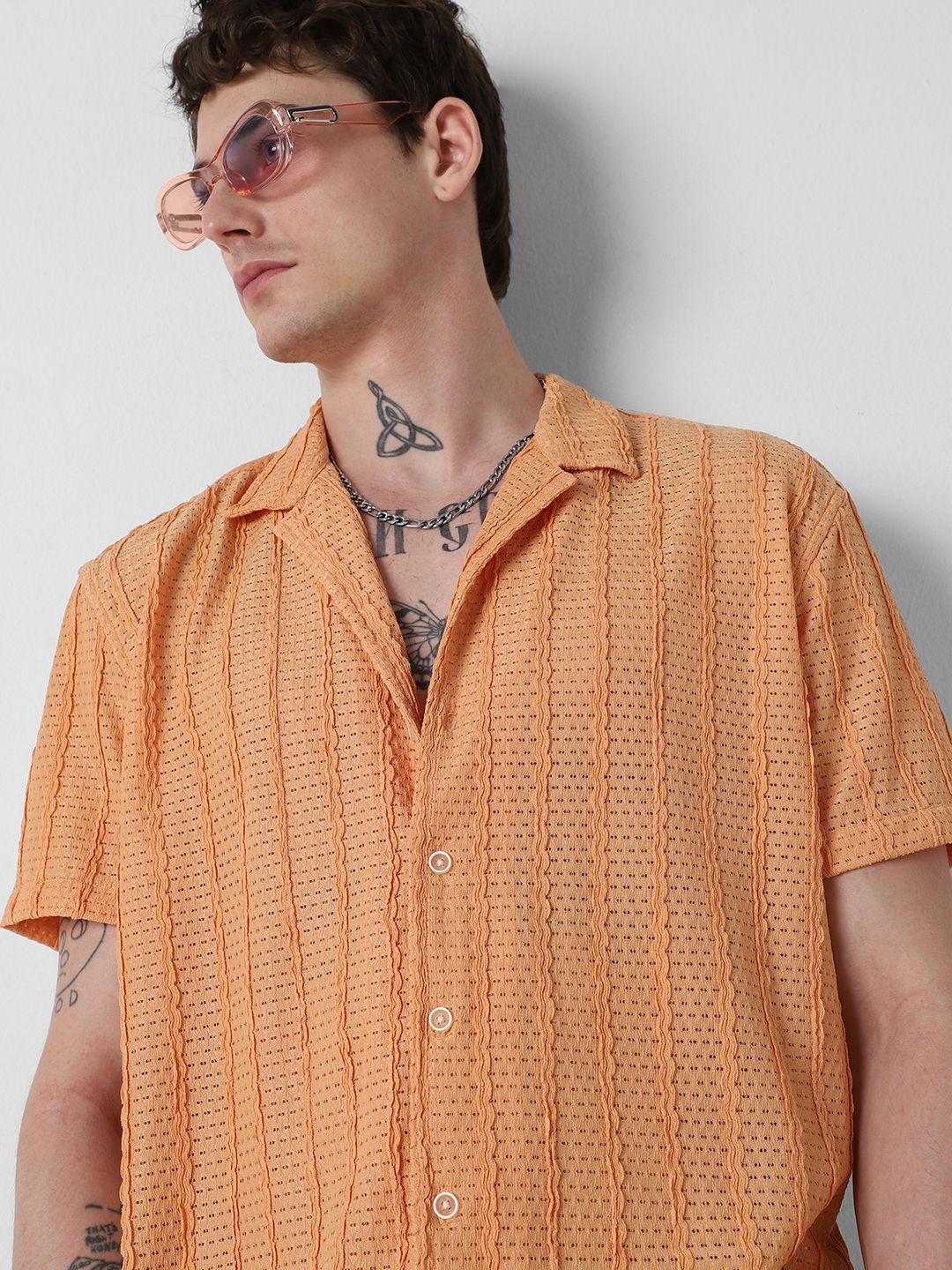 VASTRADO Men Classic Cuban Collar Solid Casual Shirt