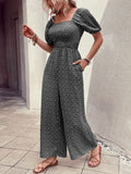 DressBerry Smocked Floral Printed Basic Jumpsuit