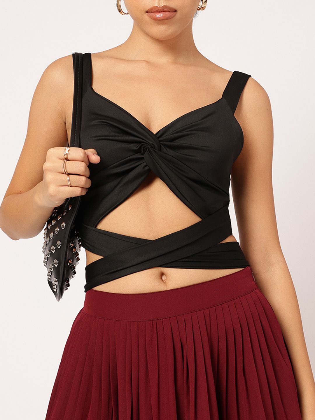 DressBerry Twisted Twirl Tie-Up Crop Top