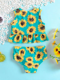 YK Infant Girls Floral Printed Top & Briefs Swim Set
