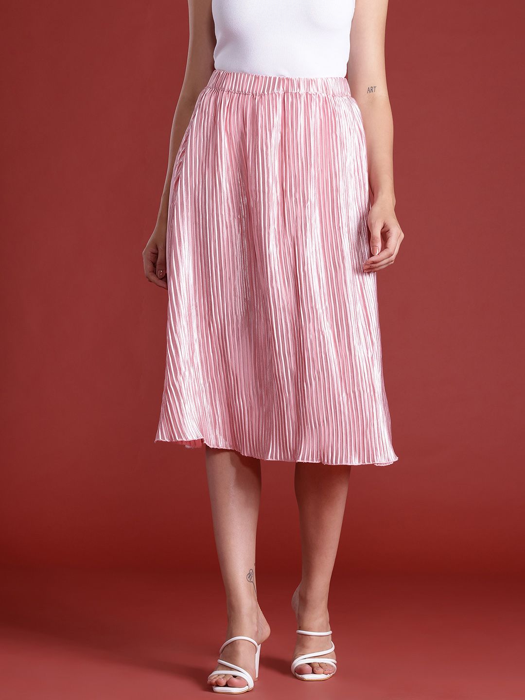 all about you Accordion Pleated A-Line Skirt