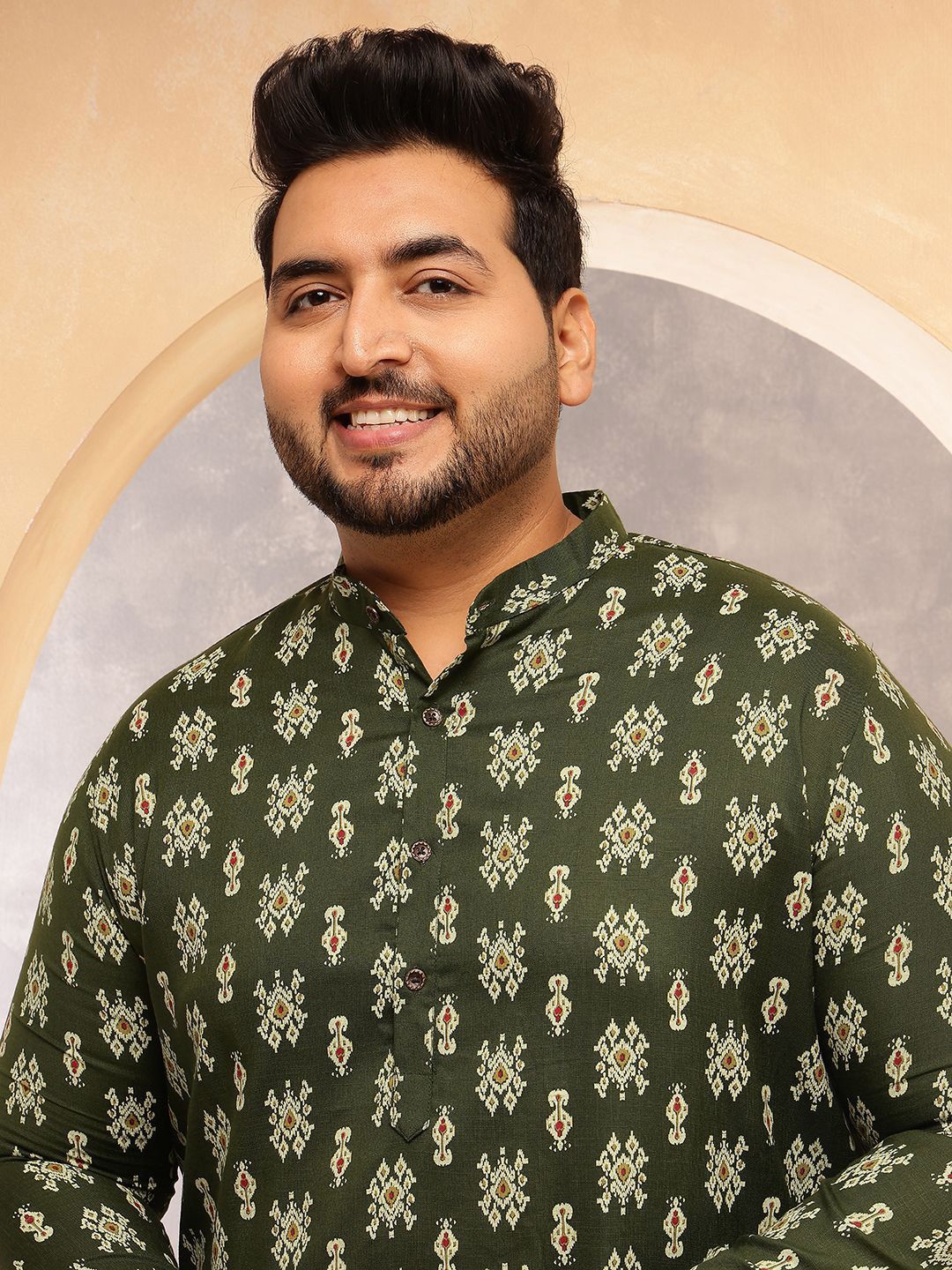 SOJANYA PLUS Ethnic Motifs Printed Mandarin Collar Straight Kurta