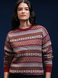 ESPYR By Tokyo Talkies Women Geometric Self Design Pullover