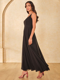 AND Women Solid Shoulder Straps Sleeveless Flared Maxi Dress
