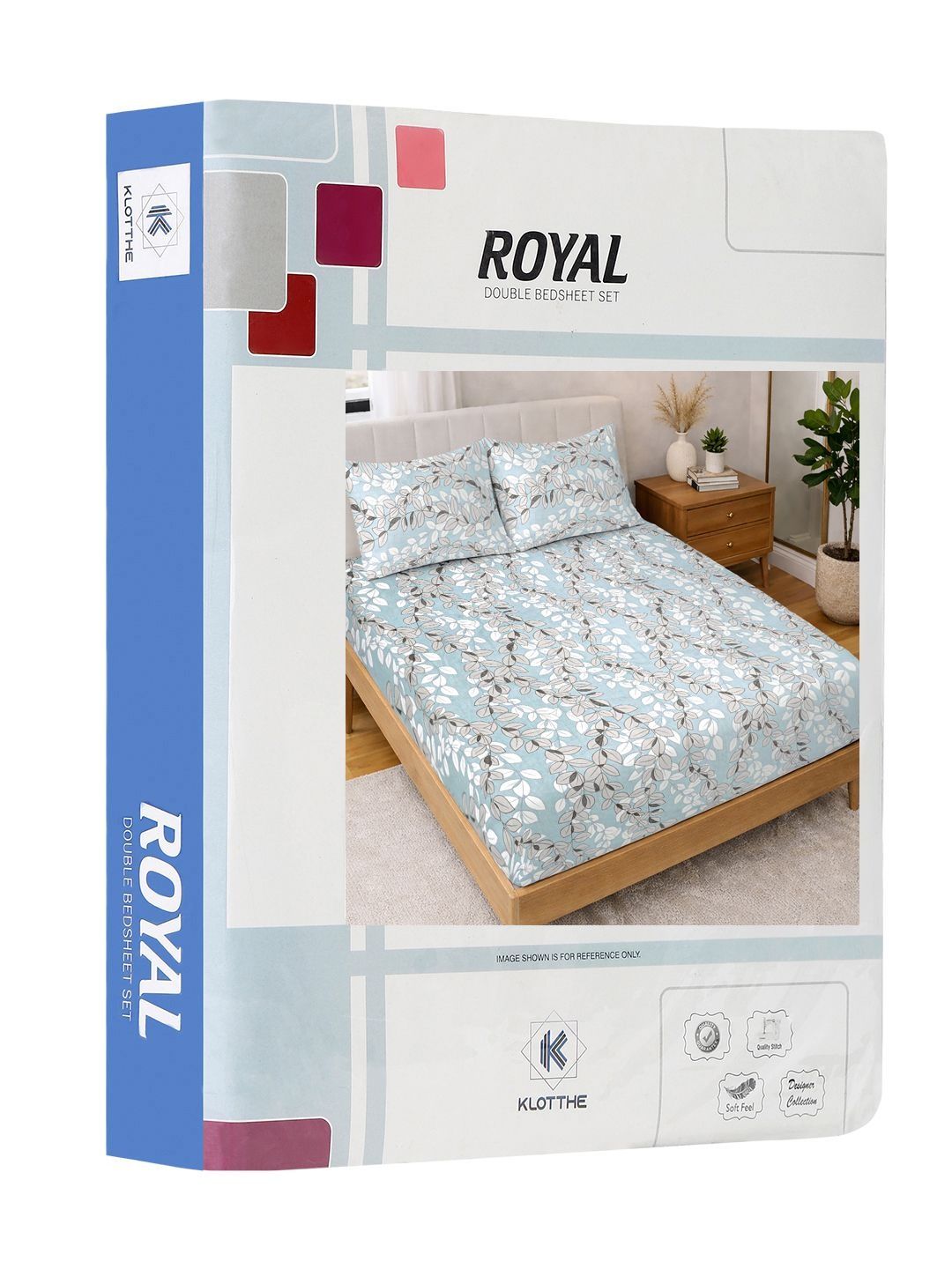 KLOTTHE Blue & White Printed 300 TC Double Bedsheet With 2 Pillow Covers- 2.5 m x 2.25 m
