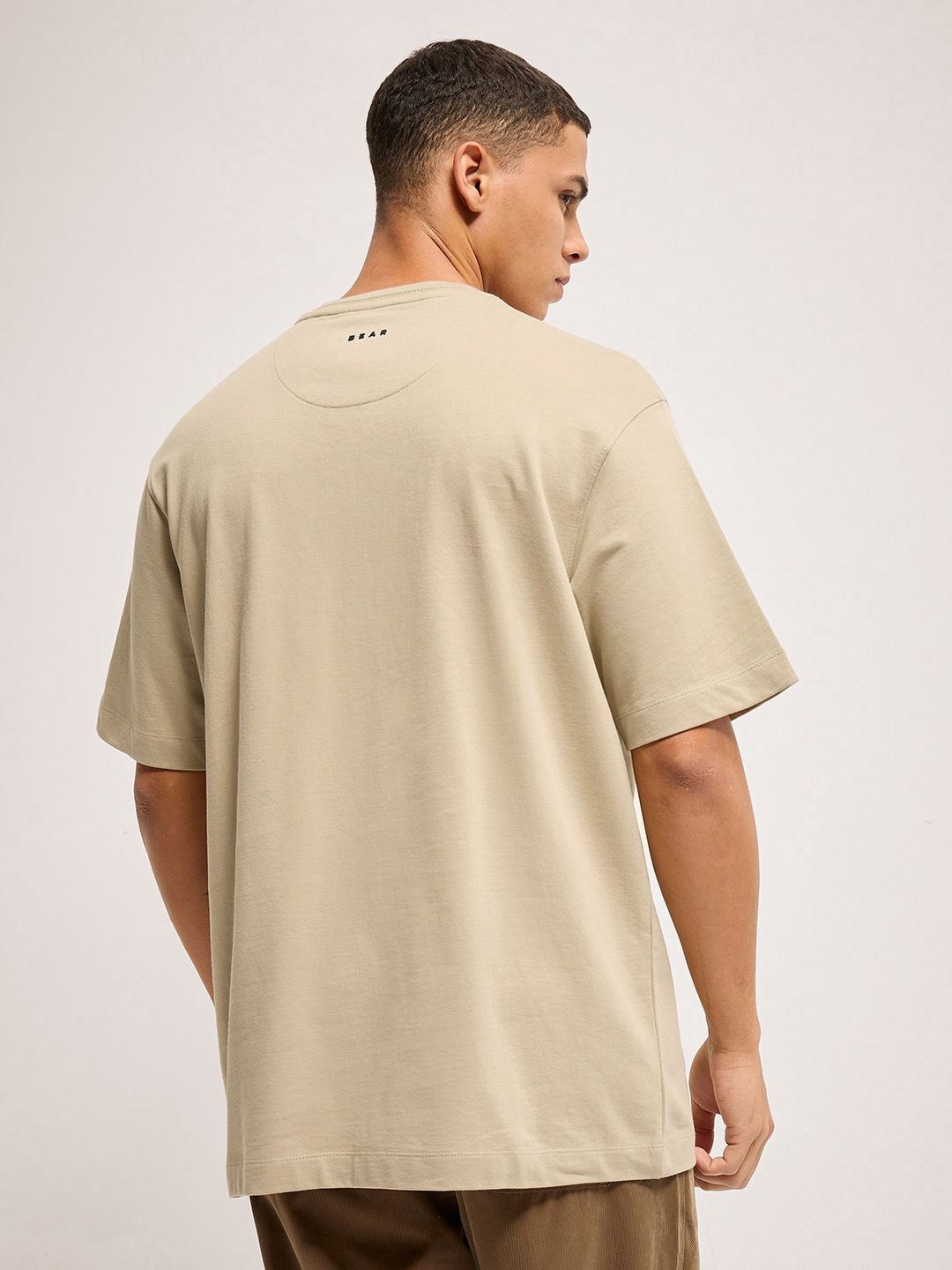 THE BEAR HOUSE Men Graphic Printed Round Neck Pure Cotton Oversized T-shirt