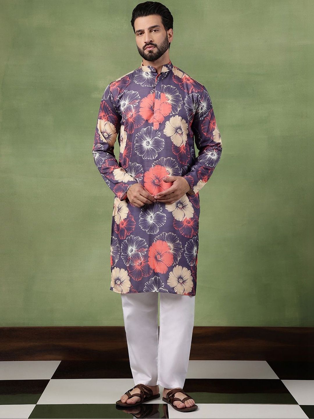SOJANYA Men Floral Printed Kurta
