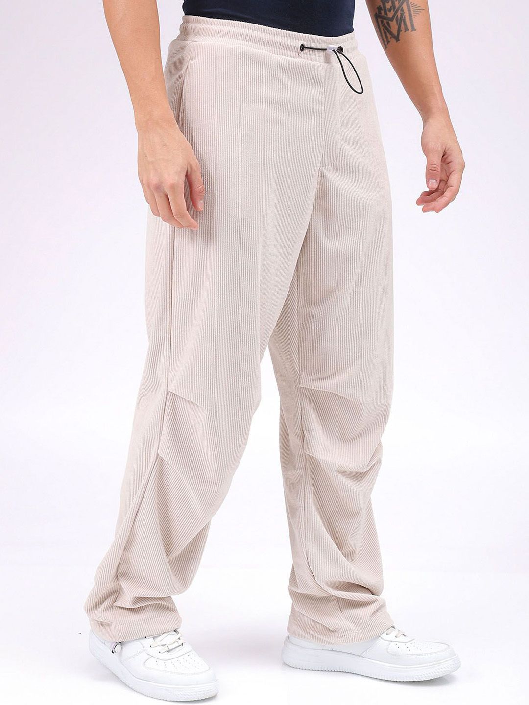 The Indian Garage Co Men Textured Tapered Fit Joggers Trousers