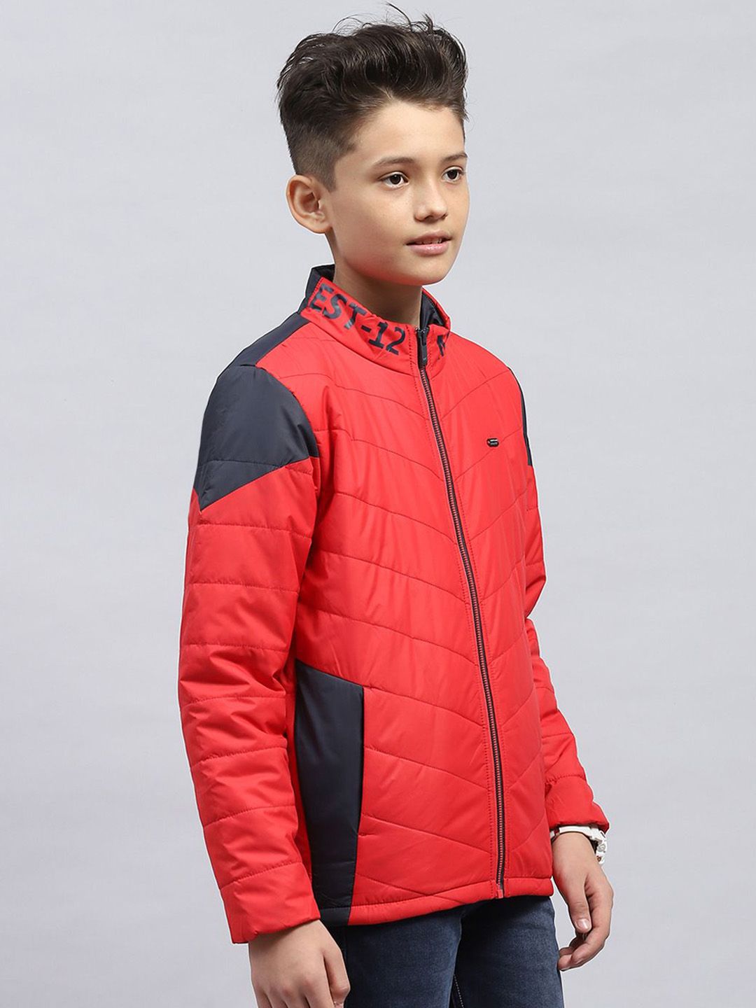 Monte Carlo Boys Mock Collar Colourblocked Casual Padded Jacket