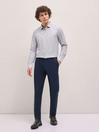 THE BEAR HOUSE Men Spread Collar Textured Solid Cotton Tailored Fit Formal Shirt
