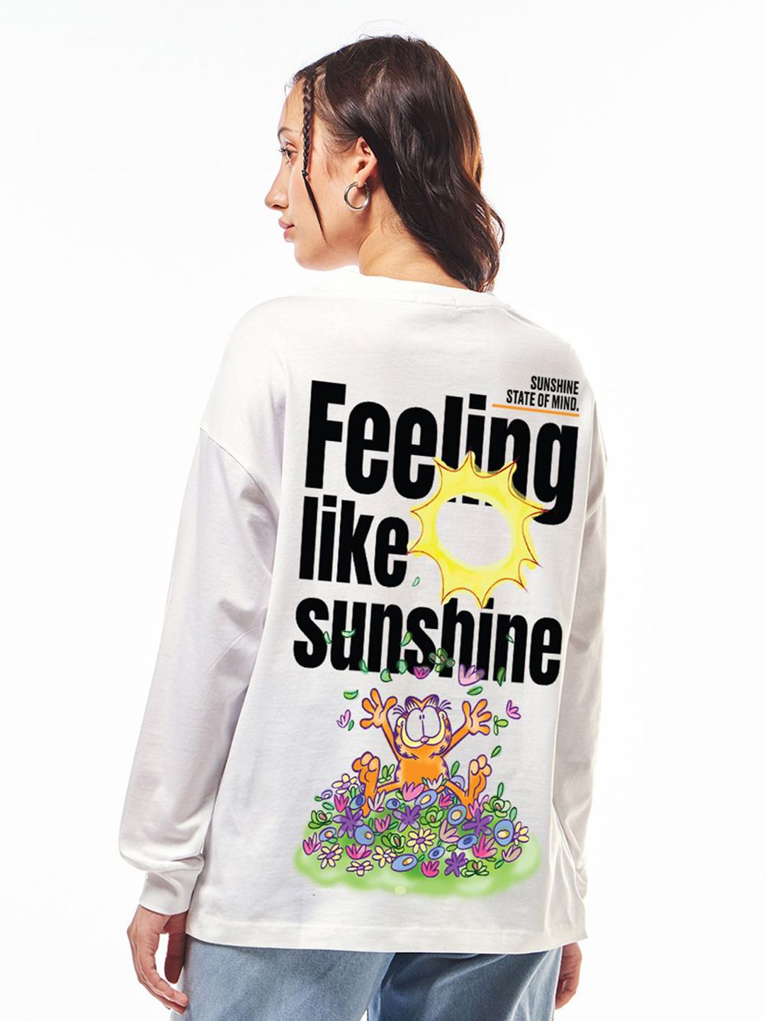 Bewakoof Women Graphic Printed Round Neck Cotton Oversized T-shirt