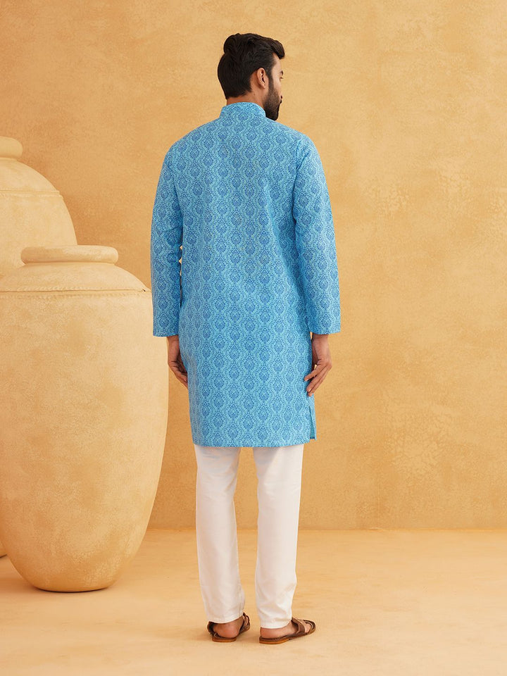 SOJANYA Ethnic Motifs Printed Band Collar Straight Kurta With Churidar