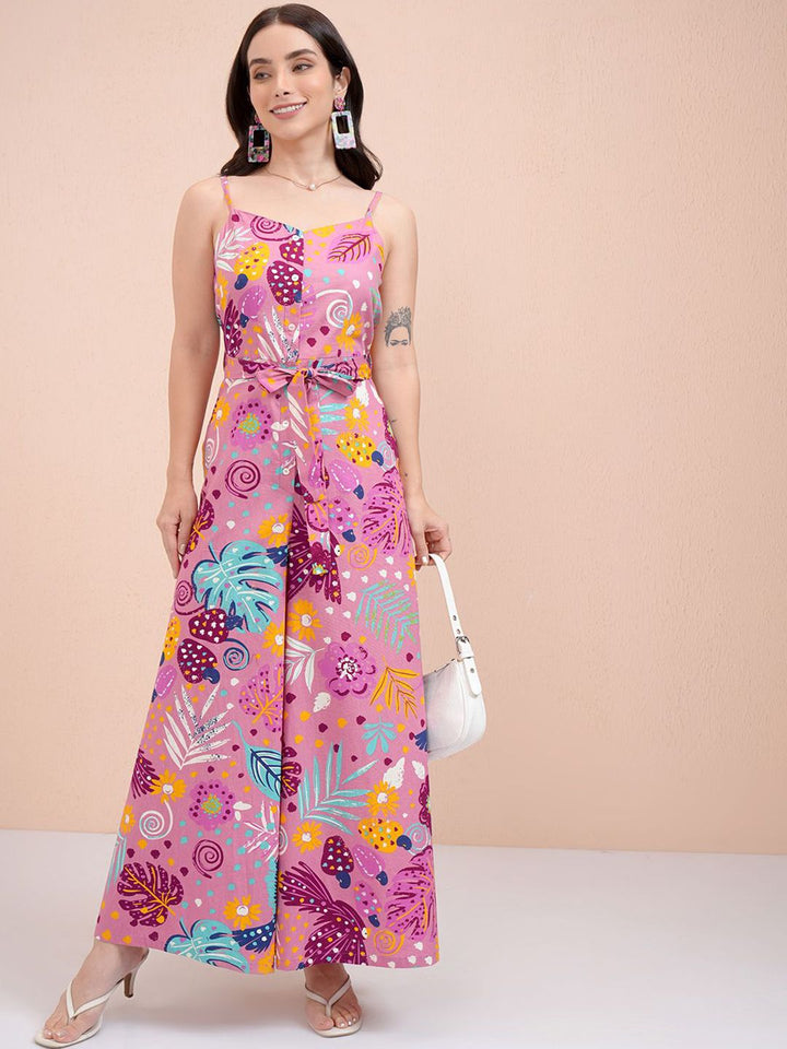 Vishudh Women Printed Basic Sleeveless Jumpsuit