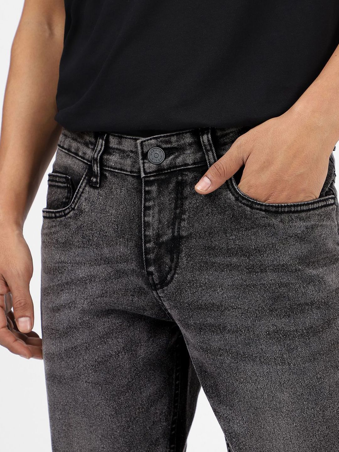 Urbano Fashion Men Bootcut Low Distress Light Fade Stretchable Jeans
