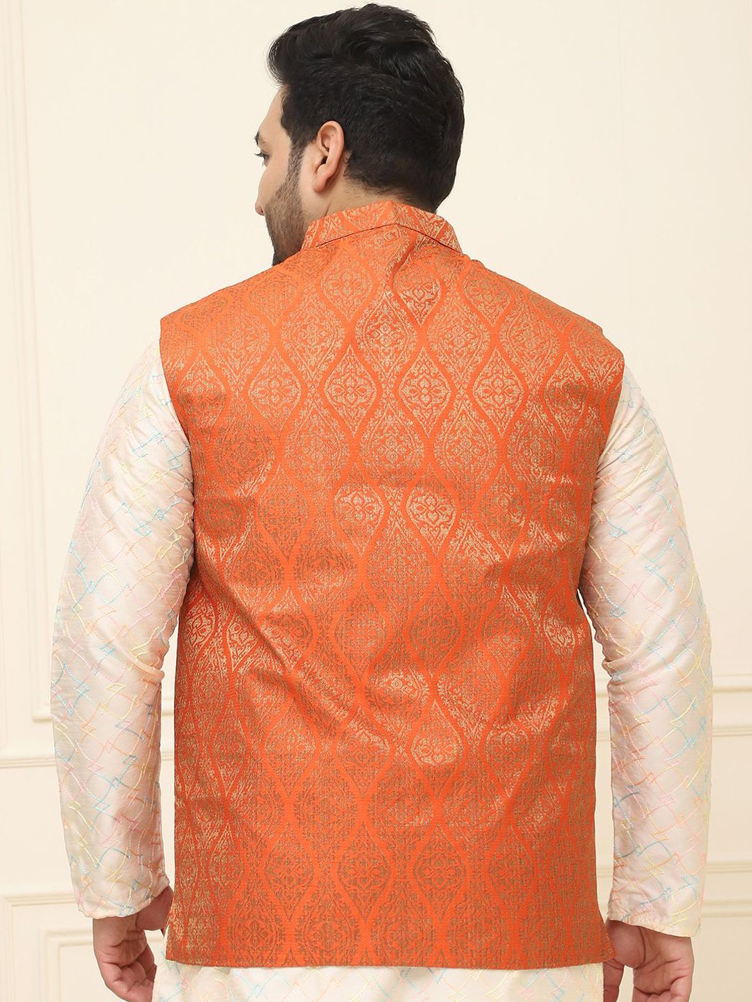 SOJANYA PLUS Men Printed Nehru Plus Size Jacket