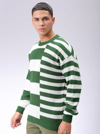 The Indian Garage Co Men Round Neck Long Sleeves Striped Pullover