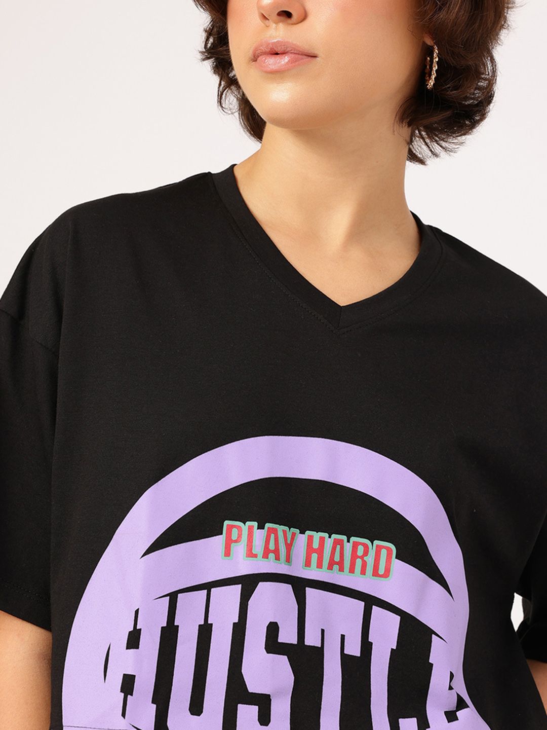 DressBerry Hustle Mode On Printed Boxy Crop T-shirt