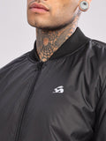 ADRO Men Stand Collar Solid Casual Bomber Jacket