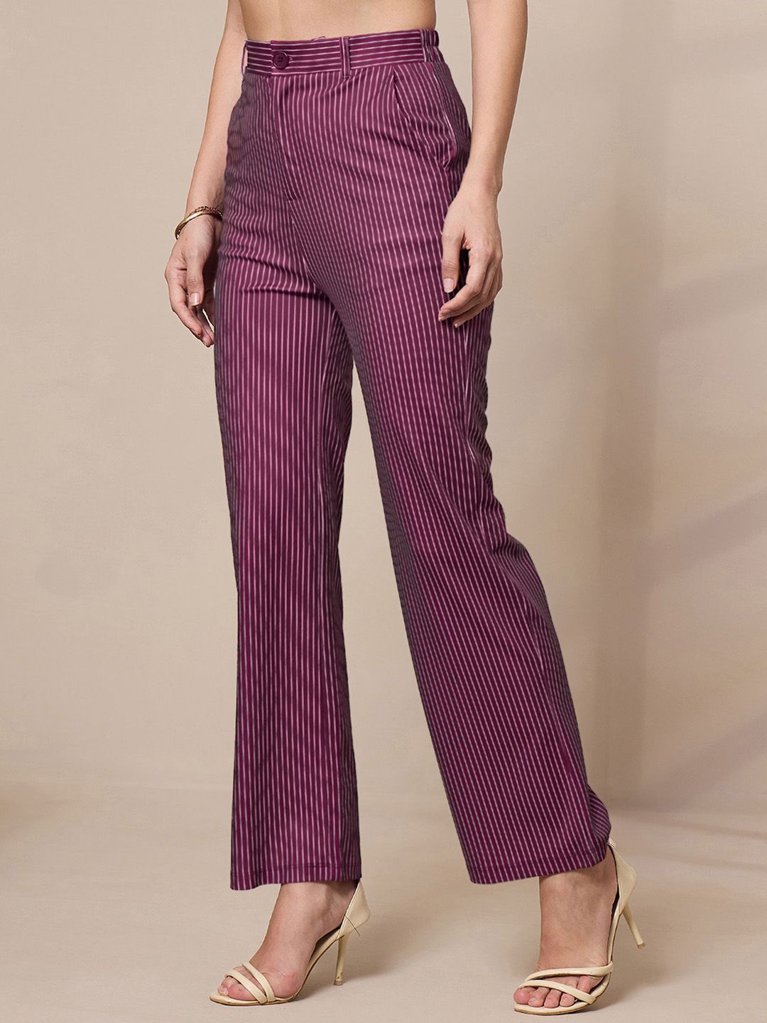 SASSAFRAS worklyf Women Striped Urban Slim Slim Fit Trousers