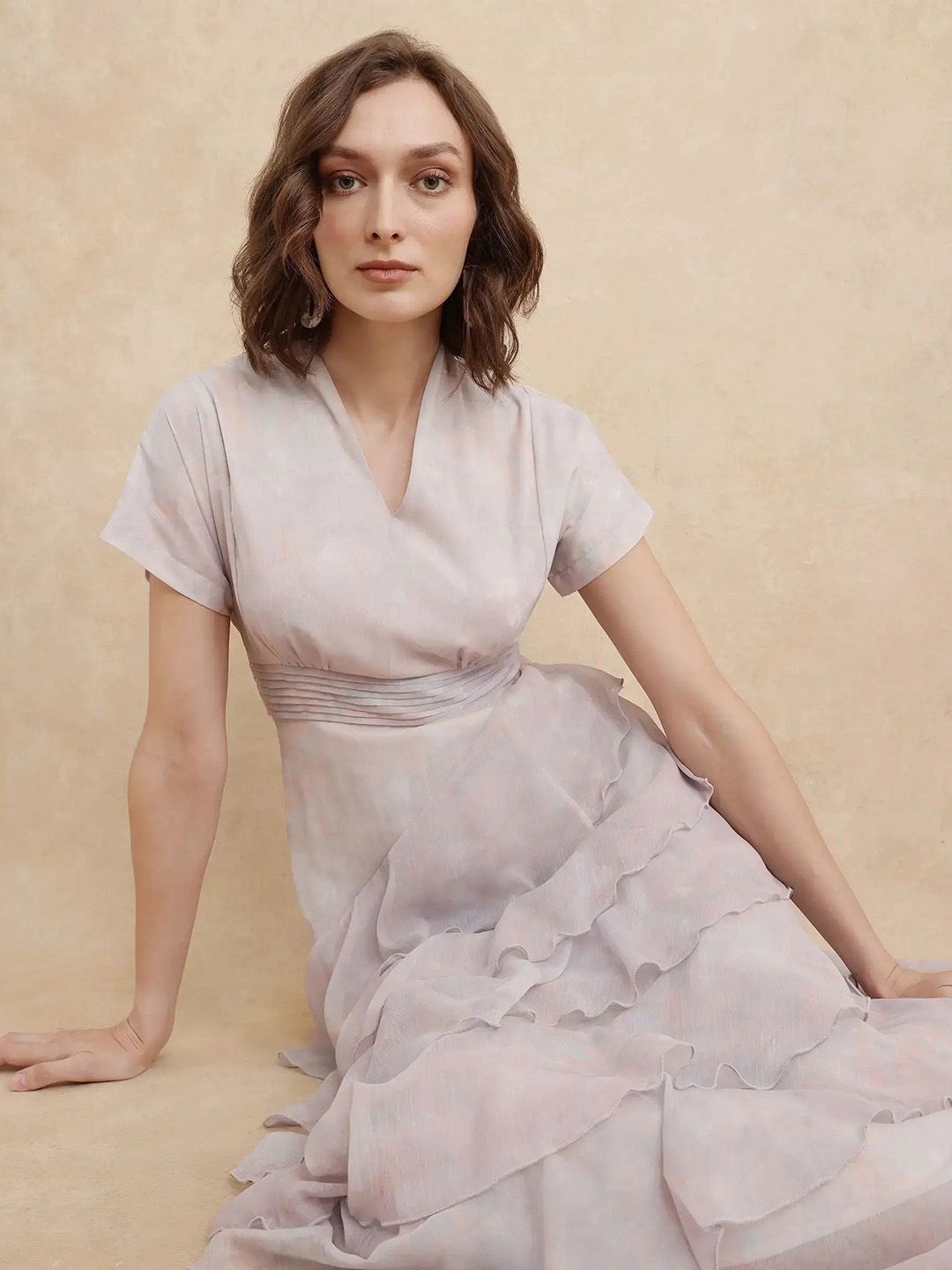 RAREISM Print A-Line Midi Dress