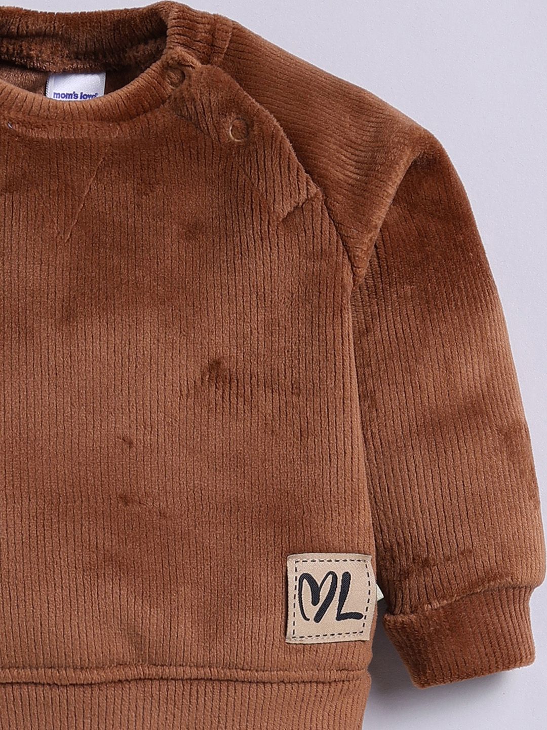 Moms Love Infant Boys Ribbed Velvet-Finish Pure Cotton Sweatshirt With Joggers