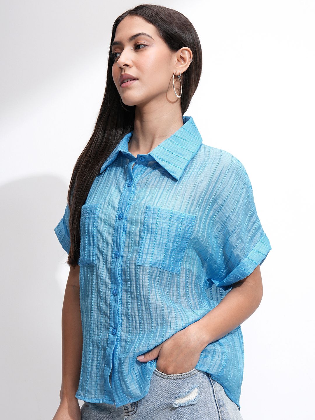 ESPYR By Tokyo Talkies Women Solid Relaxed Fit Shirt