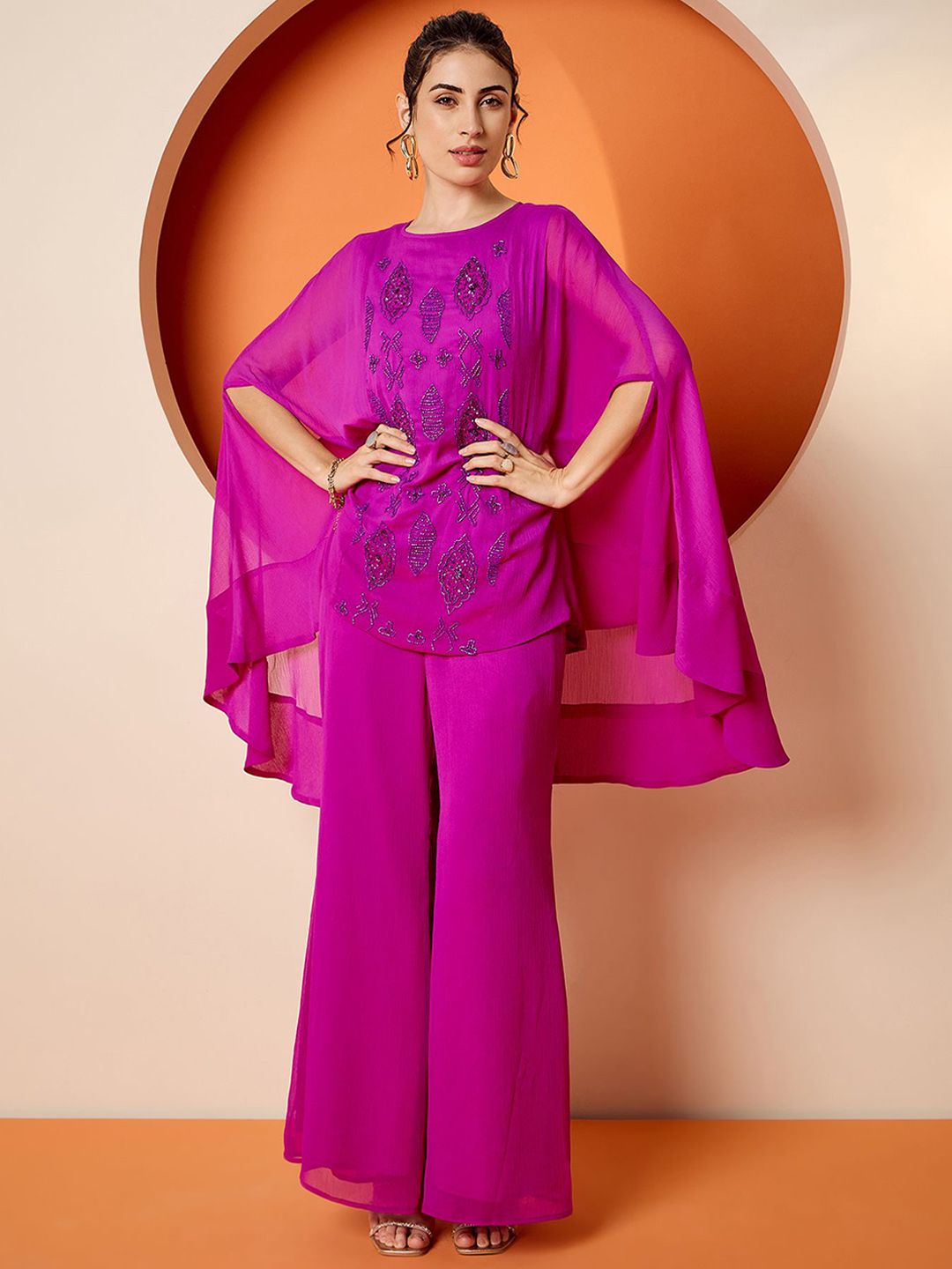 Antheaa Embellished Top With Trousers