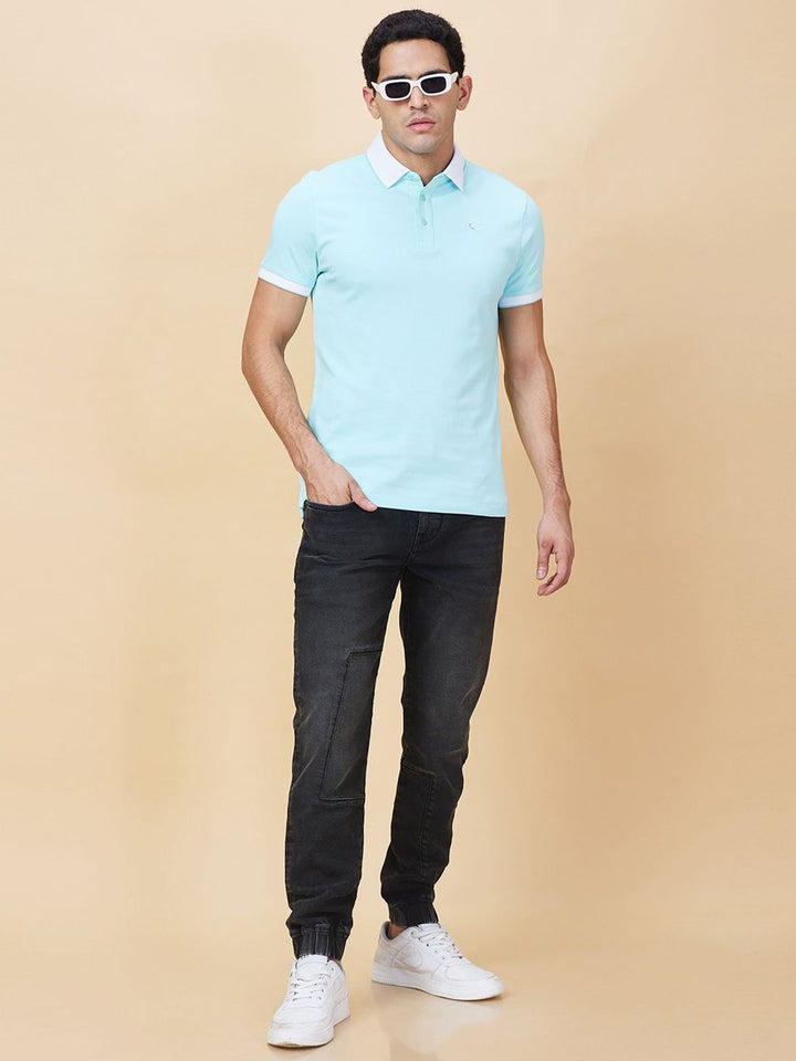 Being Human Men Solid Polo Collar Cotton T-shirt