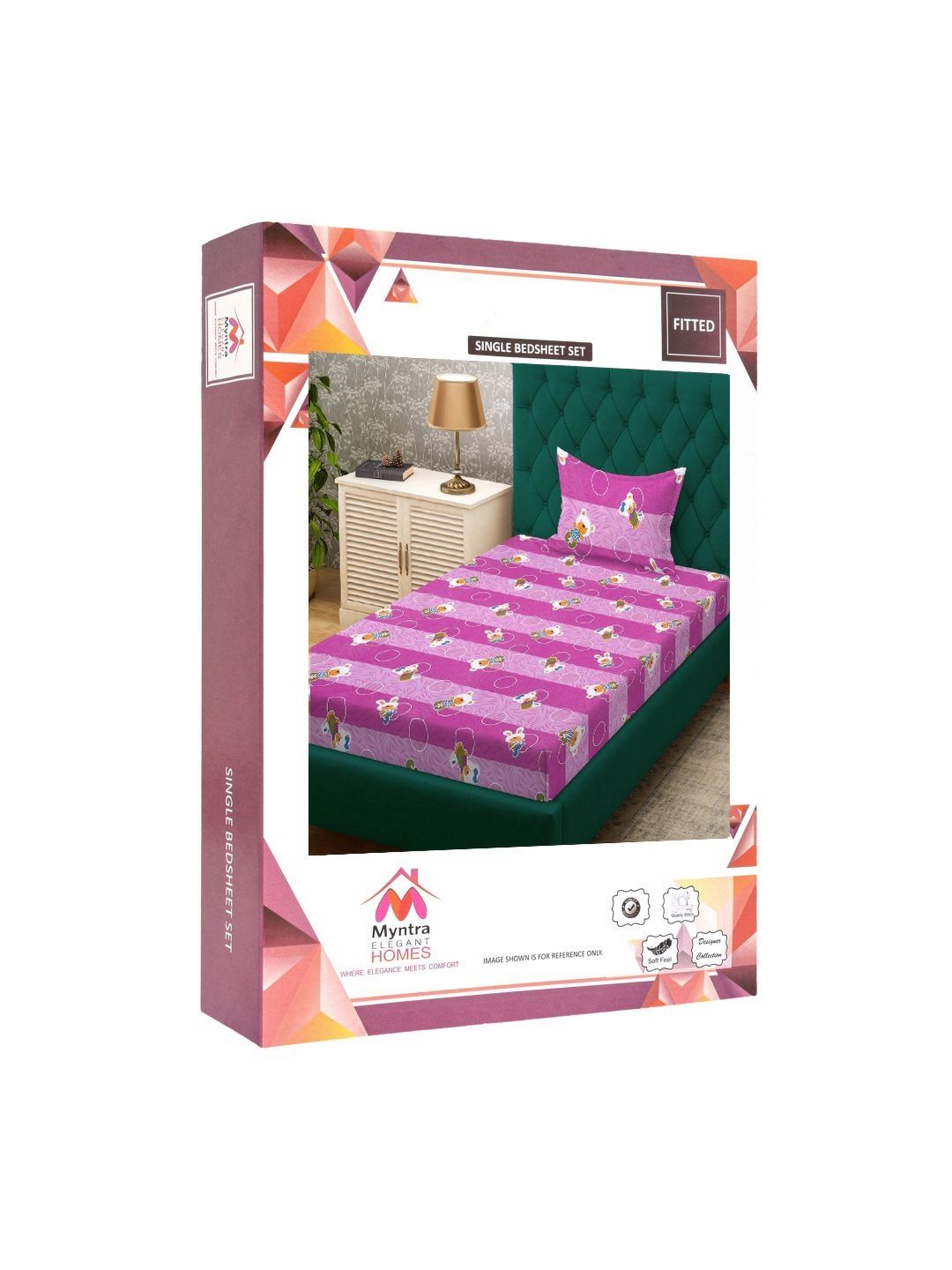 Myntra Elegant Homes Purple Printed Pure Cotton 400 TC Single Bedsheet Set 2.25 x 1.5 m