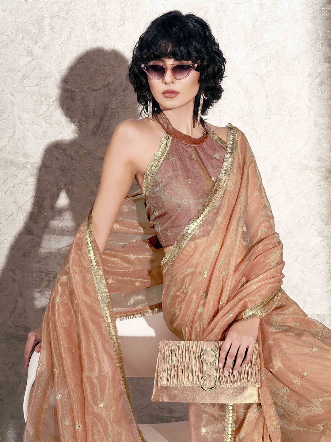 Tikhi Imli Ethnic Motifs Sequinned Net Saree