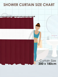 Story@home Maroon & White Shower Curtains With 12 Rings