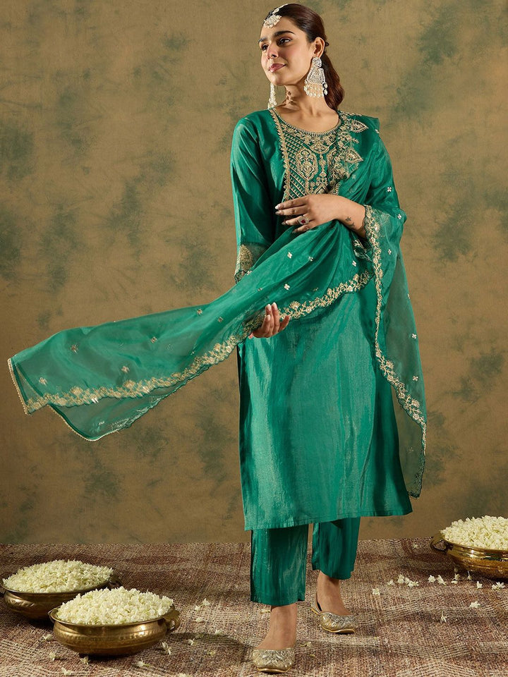 Indo Era Ethnic Motifs Embroidered Kurta With Trousers &  Dupatta