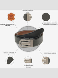 Teakwood Leathers Men Textured Leather Reversible Formal Belt