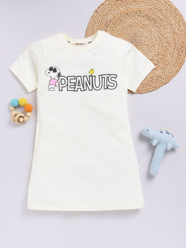 Happy Faces Kids Girls Printed Pure Cotton Longline T-Shirt