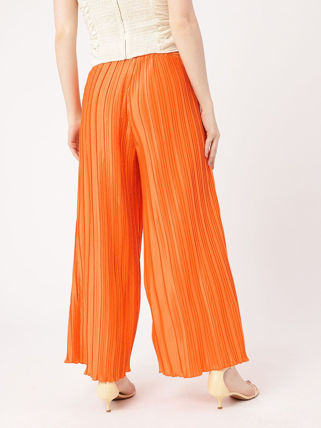 DressBerry Women Urban Glam Accordion Pleats Wide Leg Trousers