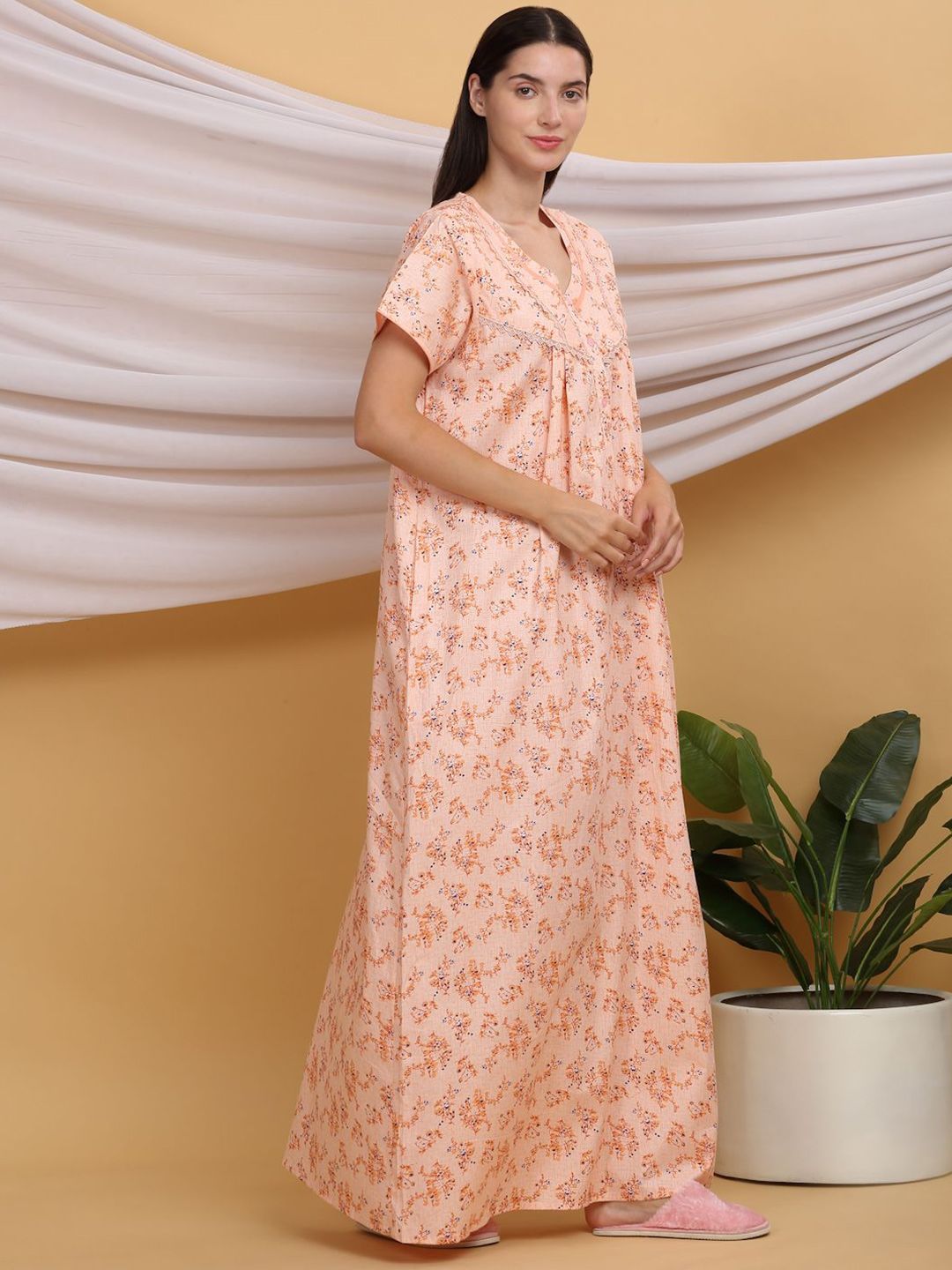 Sweet Dreams Floral Printed Pure Cotton Maxi Nightdress