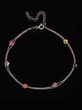 PANASH 925 Sterling Silver Rose Gold-Plated Evil Eye Multistrand Bracelet