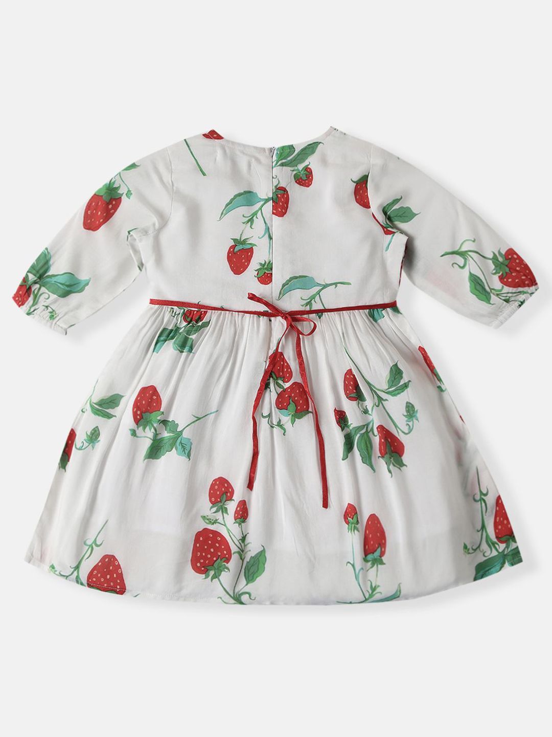 Nauti Nati Girls Soft Rayon Cotton Strawberry Print Frock