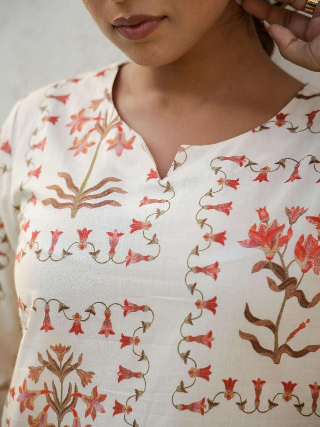 Mamicha Women Printed Round Neck Cotton Tunic and Trousers Co-Ords
