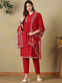 Mamicha Women Ethnic Motifs Printed Regular Pure Cotton Kurta with Trousers & With Dupatta