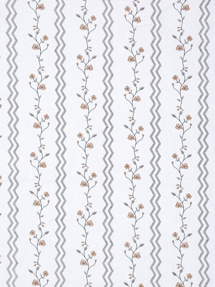 KLOTTHE White Floral Pure Cotton 400 TC Cadar dengan 2 Sarung Bantal