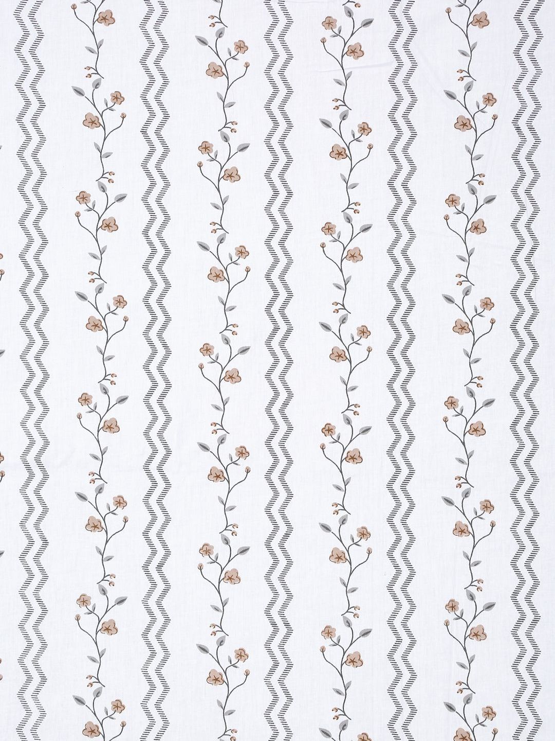 KLOTTHE White Floral Pure Cotton 400 TC Cadar dengan 2 Sarung Bantal