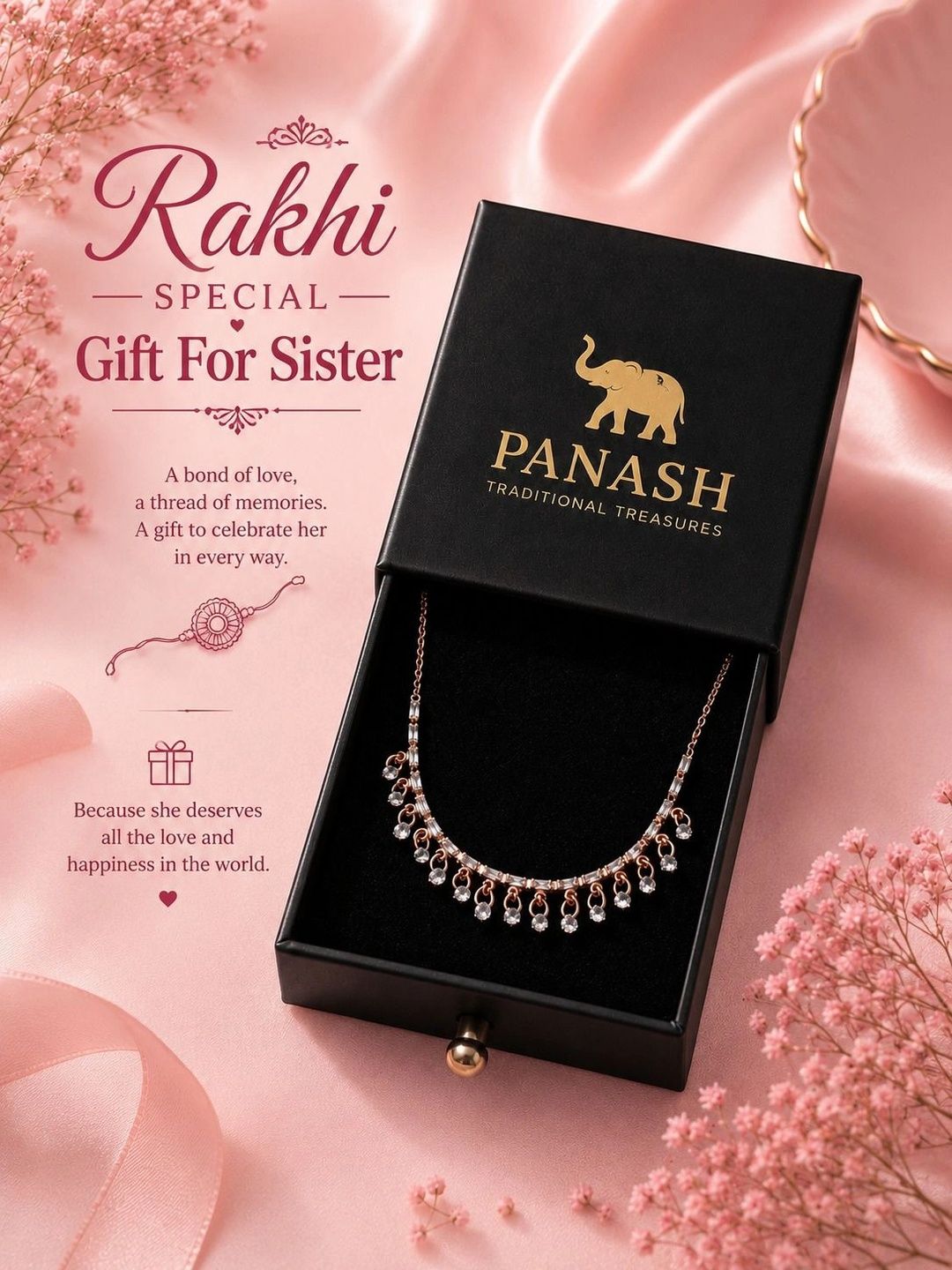 PANASH Women Rose Gold Crystal Beaded Statement Necklace