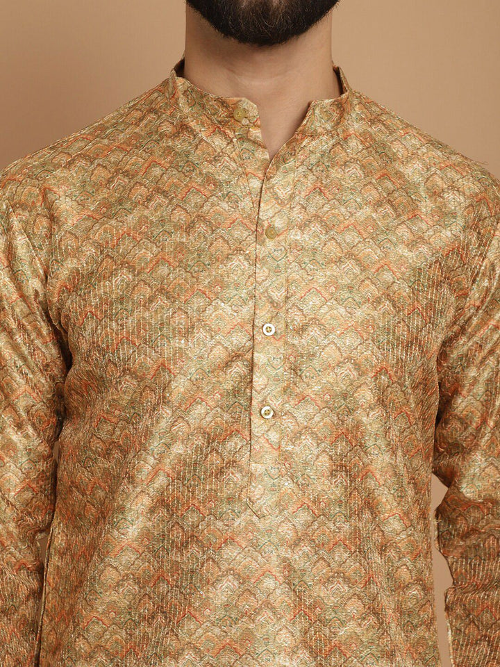 Kurta Lengan Panjang Kolar Mandarin Bercetak Motif Etnik Anouk dengan Churidar