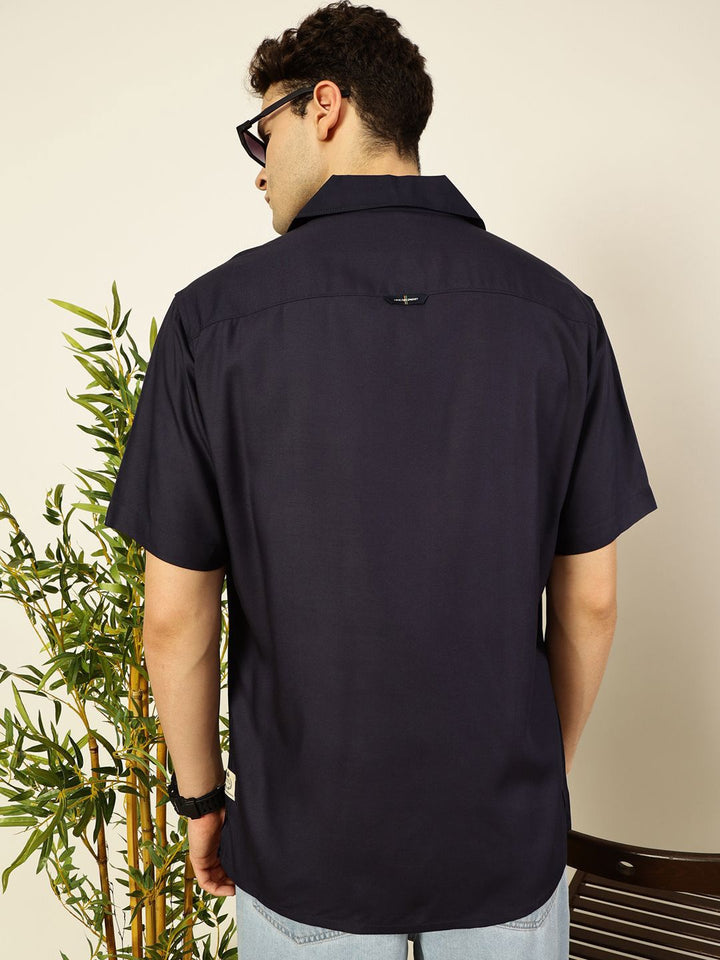 Thomas Scott Men Premium Cuban Collar Solid Oversized Casual Shirt