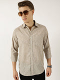 Thomas Scott Men Classic Slim Fit Opaque Striped Casual Shirt